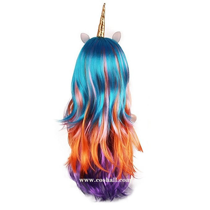 Rainbow Unicorn Adult Wig Costume