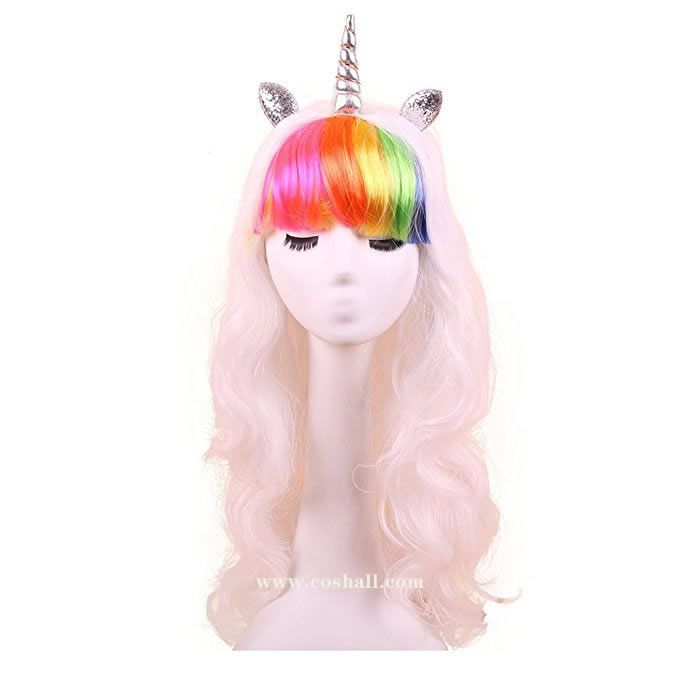 Rainbow Unicorn Adult Wig Costume