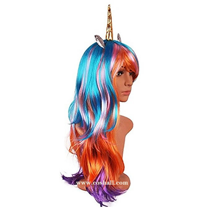 Rainbow Unicorn Adult Wig Costume