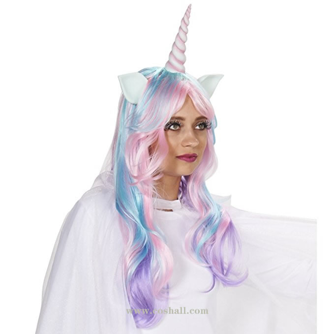 Rainbow Unicorn Adult Wig Costume