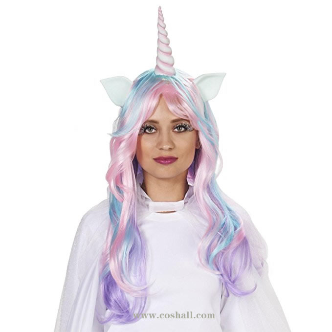 Rainbow Unicorn Adult Wig Costume