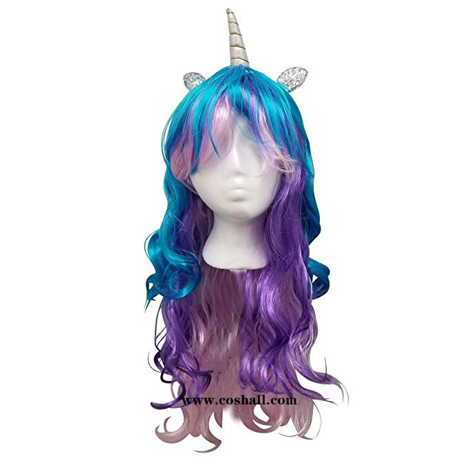 Rainbow Unicorn Adult Wig Costume