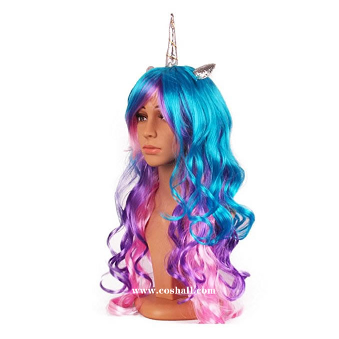 Rainbow Unicorn Adult Wig Costume