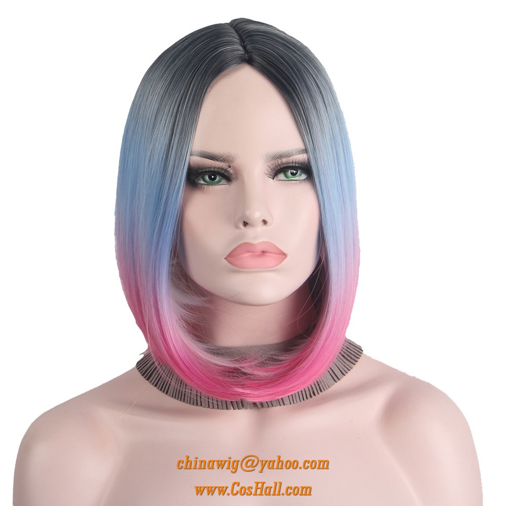 Short Wigs for black women Ombre colored hairs