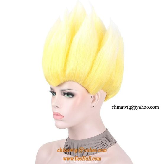 Afro Clown Wig Yellow Kinky Synthetic Wigs for White Women.It's very popular in halloween costumes