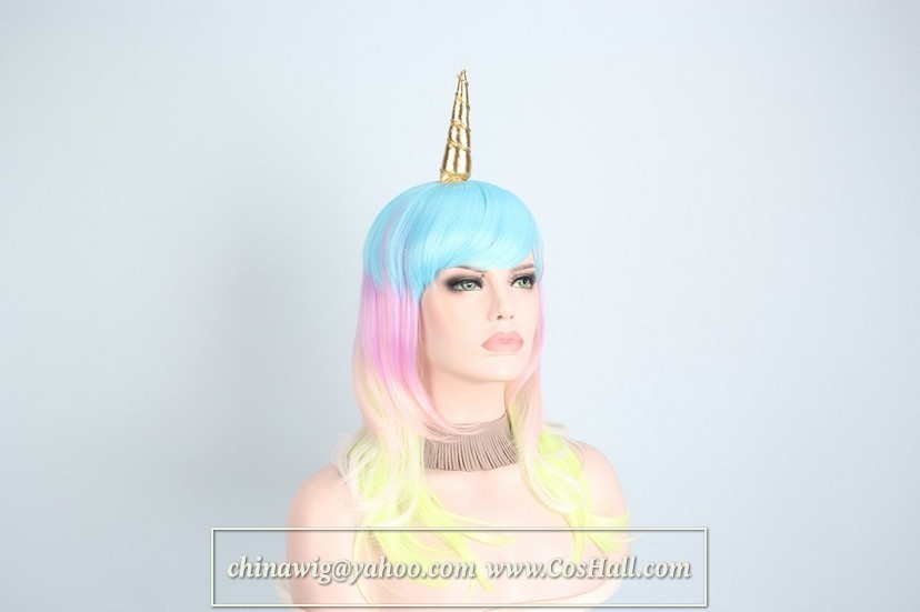 unicorn wig,cosplay wigs,synthetic wigs