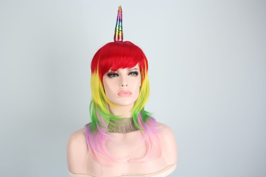 Unicorn wigs-2018 latest new hairstyles ;synthetic wigs for halloween costumes cosplay