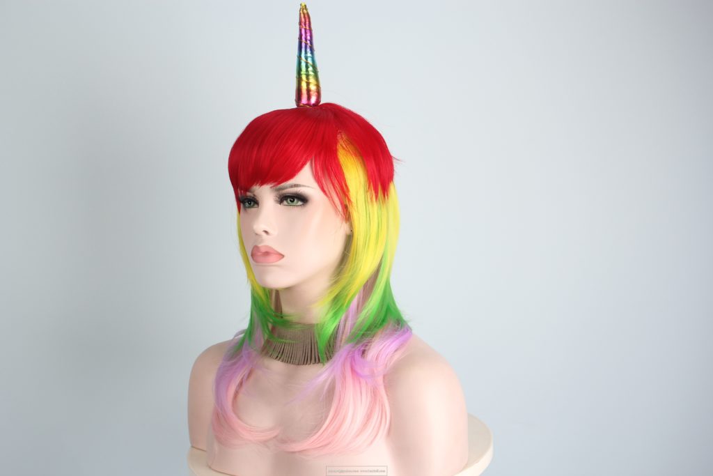 Unicorn wigs-2018 latest new hairstyles ;synthetic wigs for halloween costumes cosplay