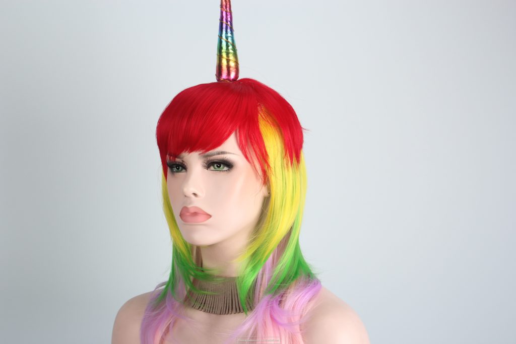 Unicorn wigs-2018 latest new hairstyles ;synthetic wigs for halloween costumes cosplay