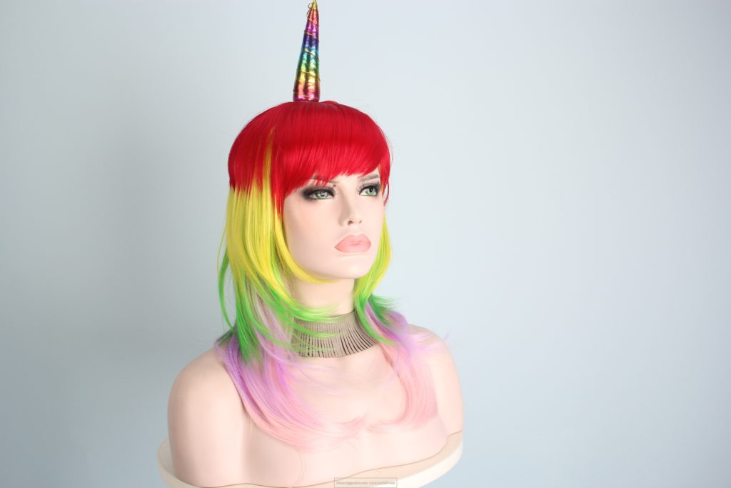 Unicorn wigs-2018 latest new hairstyles ;synthetic wigs for halloween costumes cosplay