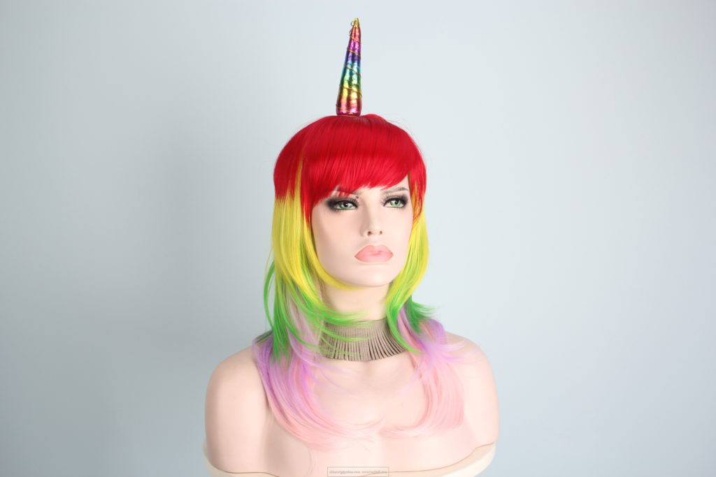 Unicorn wigs-2018 latest new hairstyles ;synthetic wigs for halloween costumes cosplay