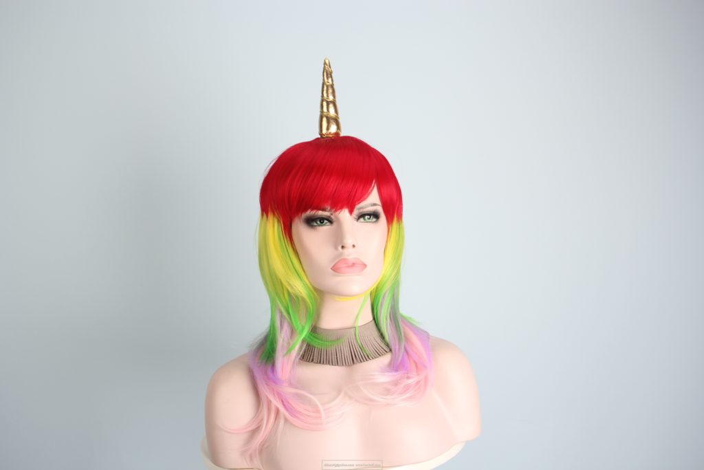 Unicorn wigs-2018 latest new hairstyles ;synthetic wigs for halloween costumes cosplay