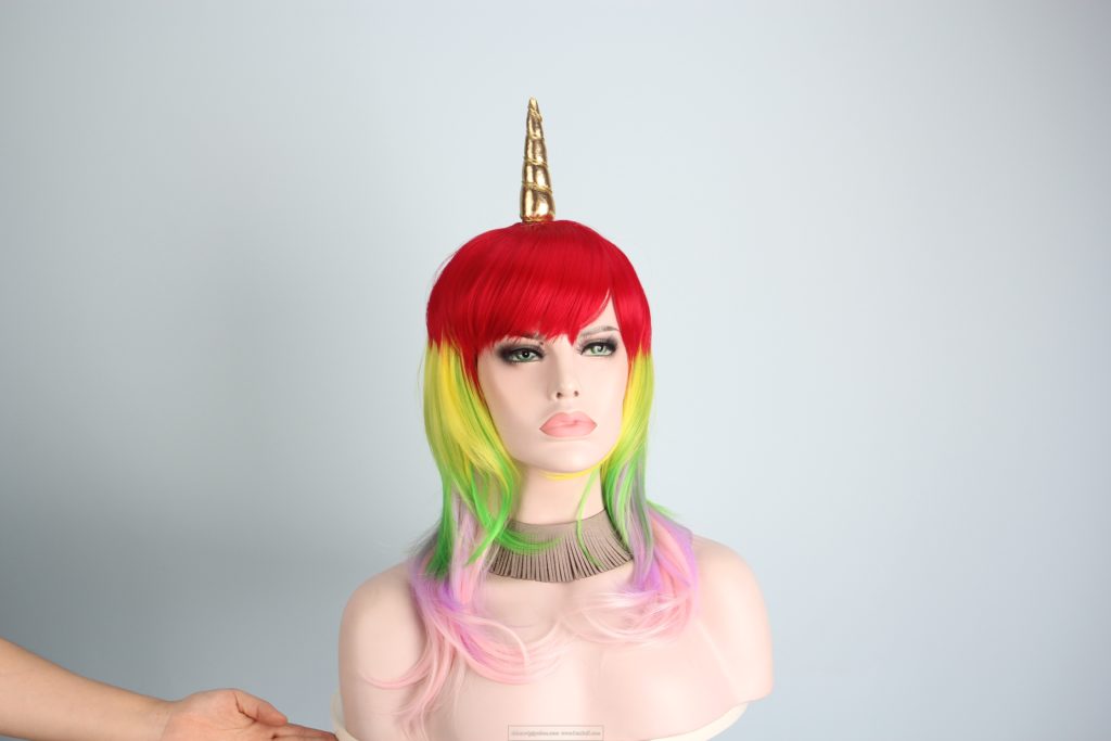 Unicorn wigs-2018 latest new hairstyles ;synthetic wigs for halloween costumes cosplay