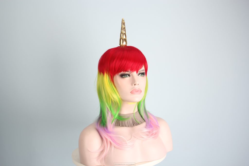 Unicorn wigs-2018 latest new hairstyles ;synthetic wigs for halloween costumes cosplay